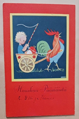 Hede: Lapsi ajaa kukolla tuomaan Pääsiäismunia, p. 1940 sens