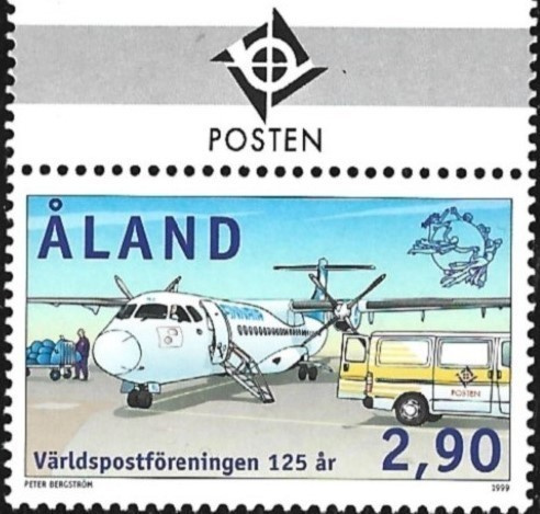Åland 1999 UPU 125 v 2,90 mk välilöpari logo ** LaPe 159