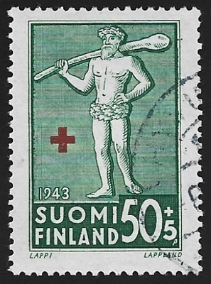 1943 Punainen Risti Lappi 50 + 5 p leimattu LaPe 271