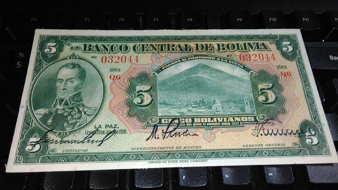 Bolivia 5 bolivianos 1928 P120 UNC-