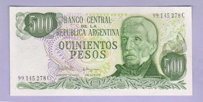 Argentiina 500 Pesos v.1972-73 UNC P-292