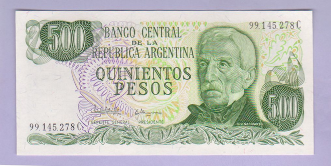 Argentiina 500 Pesos v.1972-73 UNC P-292