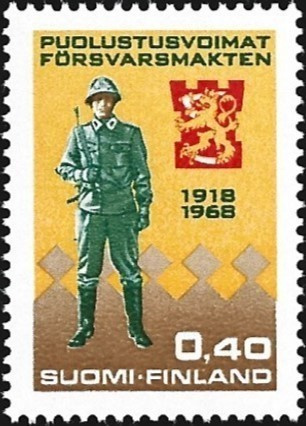 1968 Puolustusvoimat 50 vuotta 0,40 mk ** LaPe 646