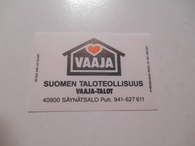 TT EtikettiVAAJA Suomen taloteollisuus Säynätsalo