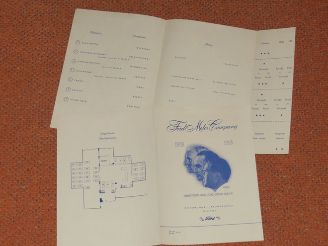 Ford 50 v Kaivohuone 1953 ohjelma menu