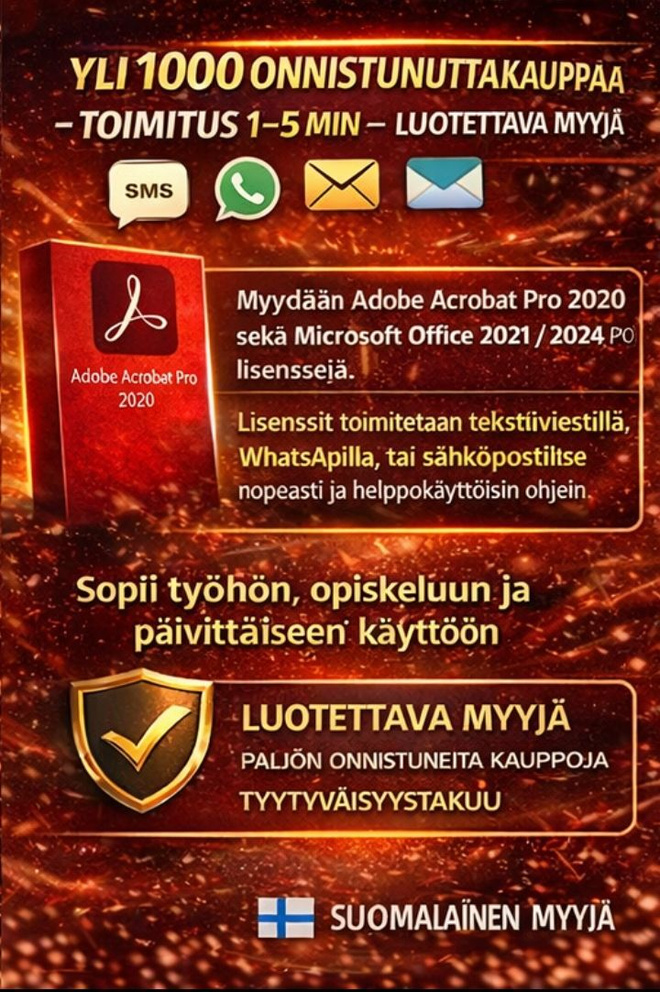 Acrobat Pro 2020 + Office – Heti toimitus 1–5 min