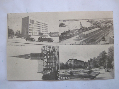 VANHA Postikortti Kotka Rautatie Juna ym 1948