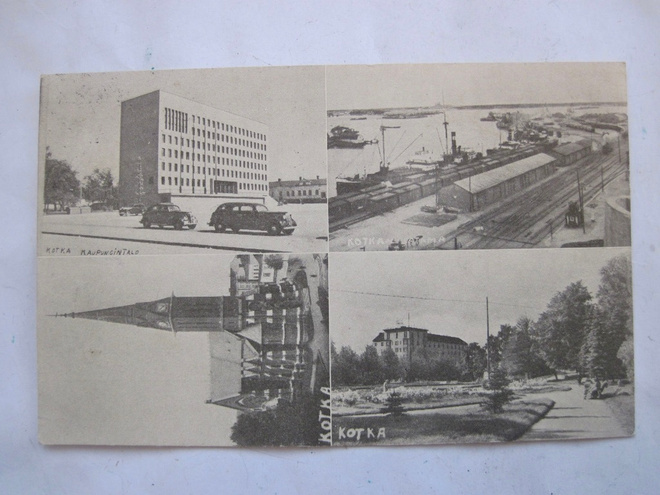 VANHA Postikortti Kotka Rautatie Juna ym 1948