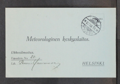 # 23742 # Ukkoskortti Kestilä 1pt > Helsinki - 1933