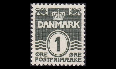 Tanska 195_II ** Aaltoviiva 1 öre (1933)