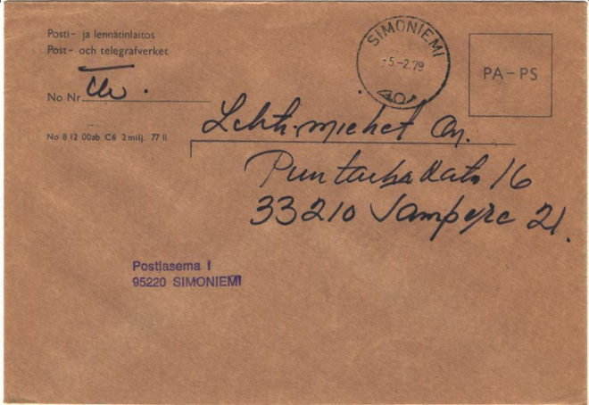 POSTILÄHETYS SIMONIEMI