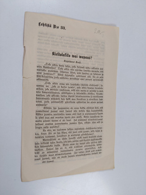 Kuusi : Kieltolakiko wai wapaus?
