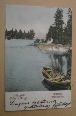 Helsinki, Villinki, soutuvene ja rysä kallioilla, p. 1911