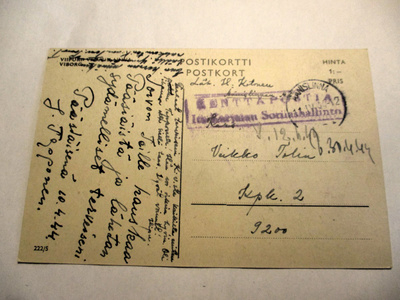 1944 Äänislinna + kp Itä- Karjalan Sotilashallinto kortti