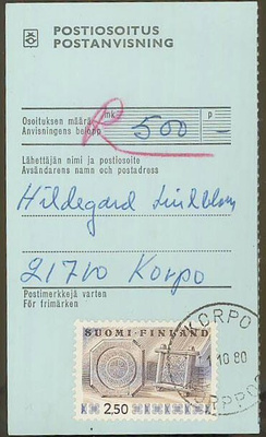 1976 2,50 mk juustokehät postiosoitus