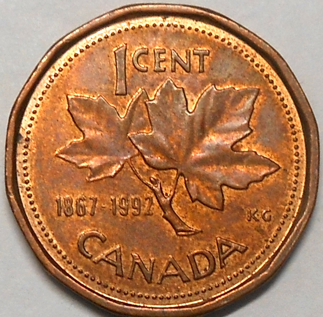 Kanada. 1 cent 1992(ND). "1867-1992".