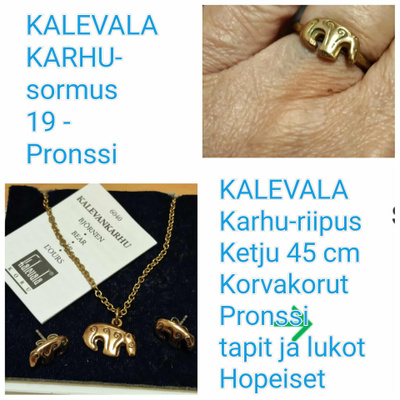 KK, KARHU -RIIPUS pronssi & korvakorut, koukut (tapit MYYTY
