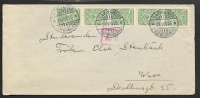 Postil. - 5p 1911 (LAPE 5x62) Karinainen 24.8.1915 + sens