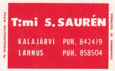 Kalajärvi, Lahnus, T:mi S. Sauren 7/10