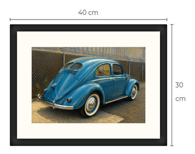 Uusi VW kuplavolkkari art print kehystetty 30 cm x 40 cm