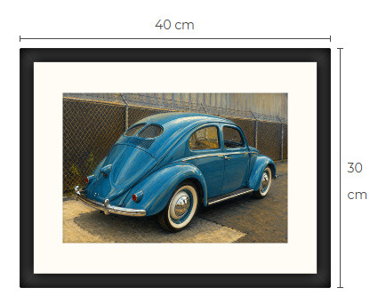 Uusi VW kuplavolkkari art print kehystetty 30 cm x 40 cm