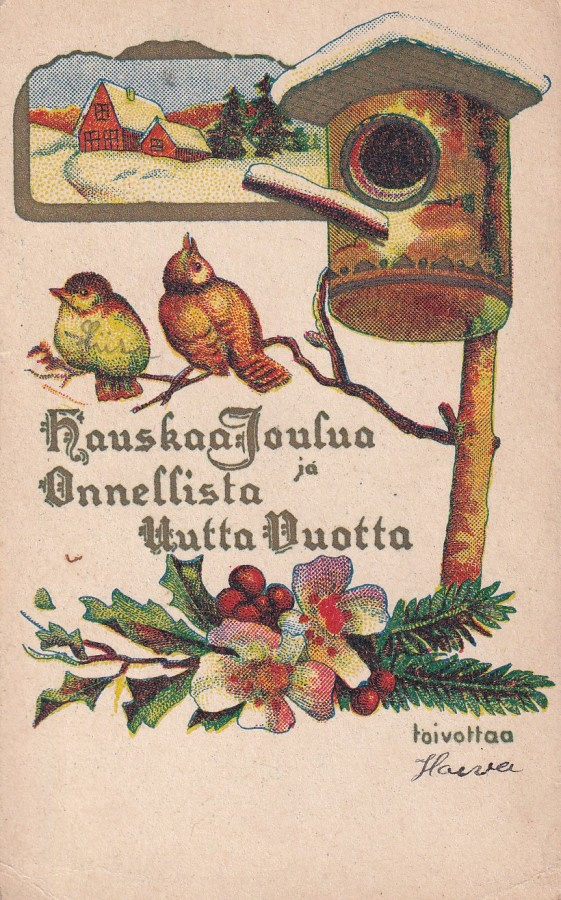 Hauskaa Joulua ja OUV, toivottaa,, koululaiskortti  b643