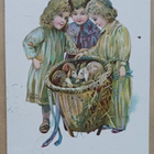 Lapset ja isossa korissa monta pupua, p. 1908 - pikkukuva 1