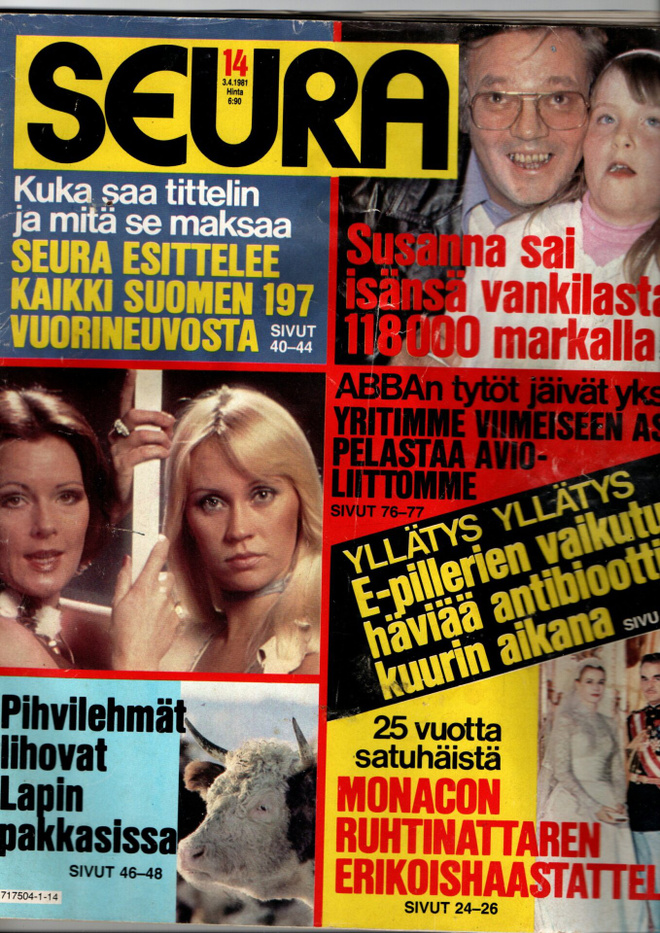Seura n:o 14 1981 ABBA. Grace & Rainer. Paperinukke. Ella. 