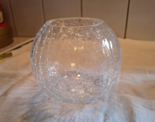 Vanha krakeloitu lasi maljakko vintage