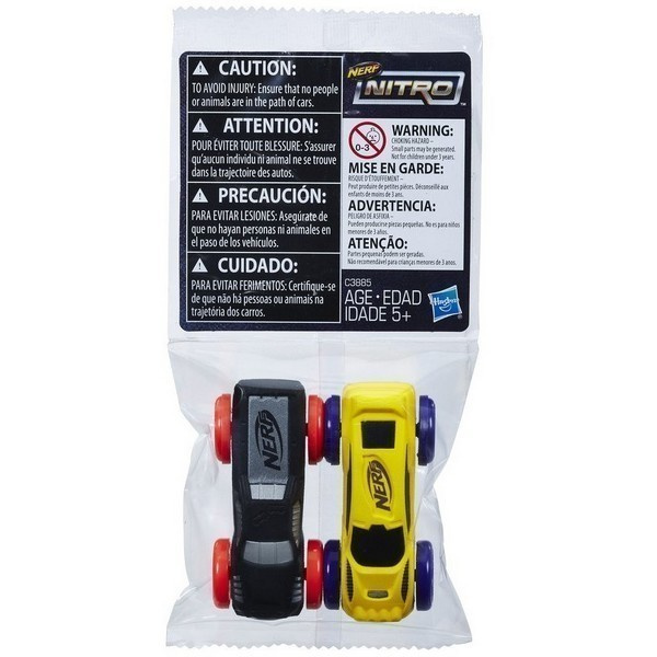 Nerf Nitro Vaahto Auto, 2-pack, musta ja keltainen *UUSI*