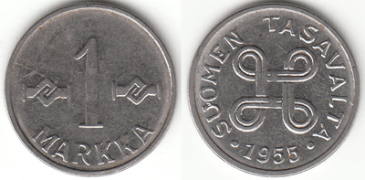 1 mk 1955, virheellinen U