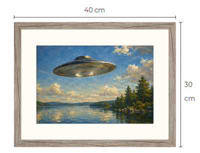 Uusi UFO art print kehystetty 30 cm x 40 cm