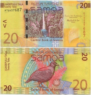 Samoa 20 Tala 2012 (P-40b) UNC hieno ja värikäs sarja