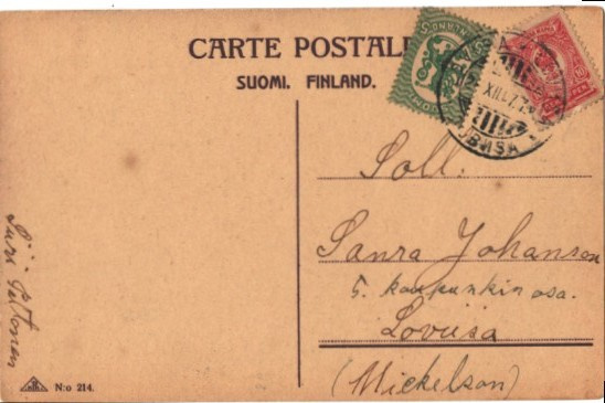 PAIKALLISPOSTI LOVIISA +SEKAPOSTITE 1911+1917