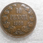 10 penniä 1908   kulkematon tasaisesti patinoitunut, kl 9-10 - pikkukuva 3