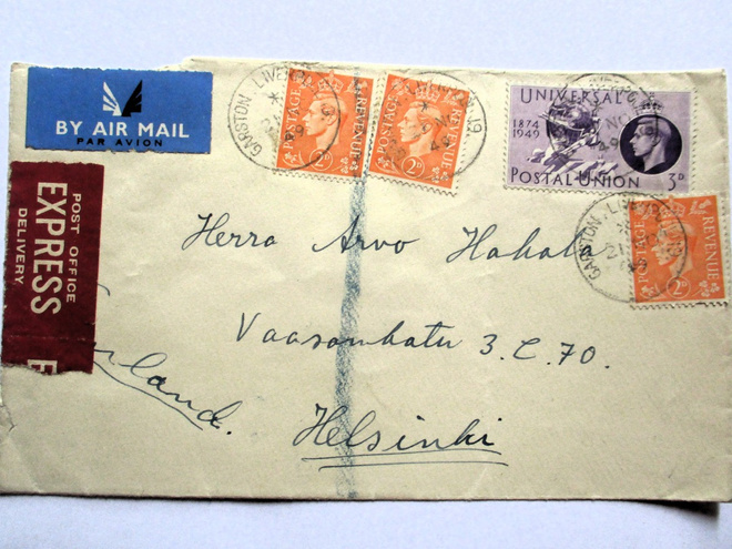 1949 Englanti pikalentokuori Suomeen