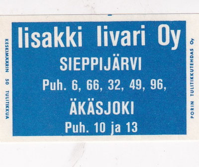 Sieppijärvi, Äkäsjoki, Iisakki Iivari Oy   2/16
