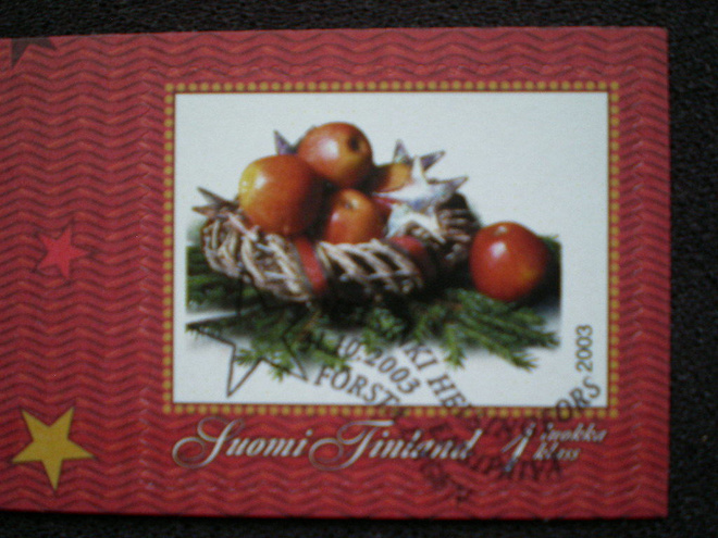 Omakuvamerkki LaPe 2I - Omenakori 2003 FDC-leimattuna