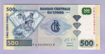 Kongo Congo DR 500 Francs v.2013 UNC P-96