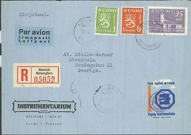 M30 1951 R-lentokirje Ruotsiin