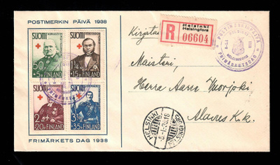 FDC 1938 PR Helsinki-Alavus Hieno kuori