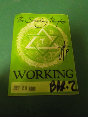SMASHING PUMPKINS BACKSTAGEPASSI VUODELTA 2000