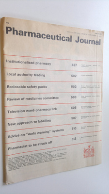 Pharmaceutical Journal Vol 25 No 5844 November 15 1975