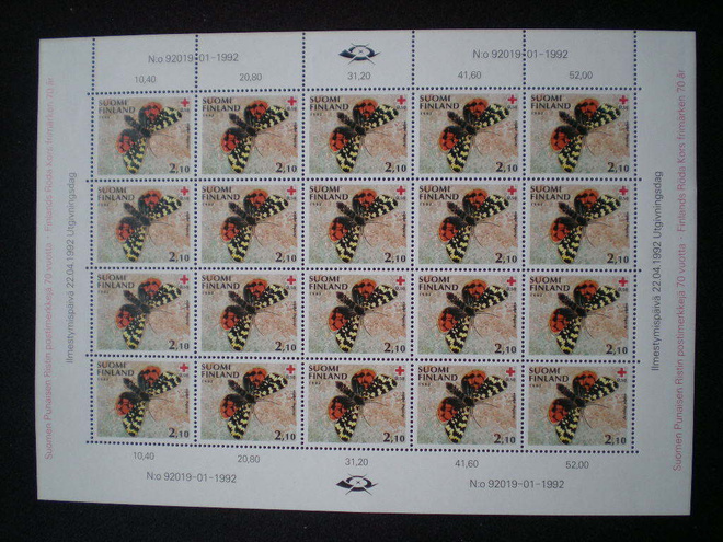 Postimerkkiarkki Punainen Risti 1992 - Lape 1168 **