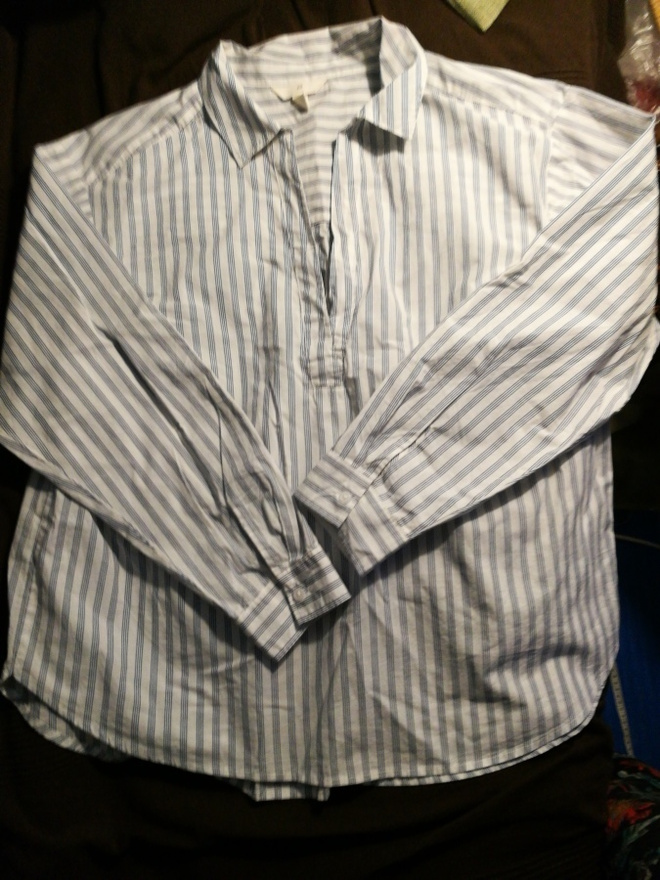 H&M Logg-kauluspaita pusero valko-sini raitainen XL( 44)