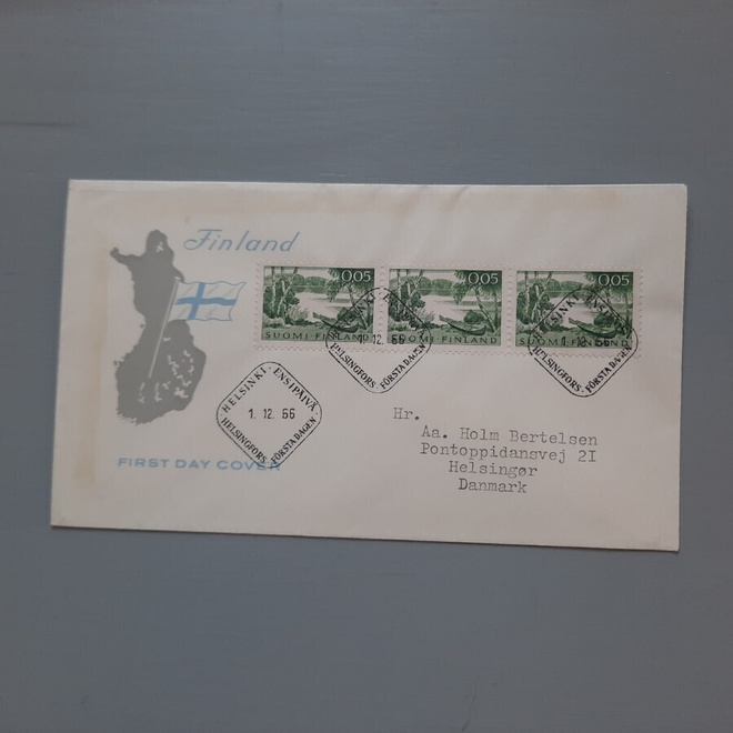 FDC Suomi 1966 m-63II 0,05mk Tanskaan