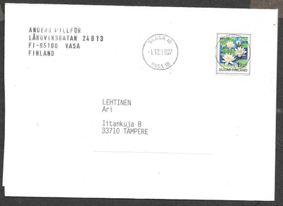 Postilähetys - Yleismerkki 1.lk (LAPE 1345) Vaasa 1.12.1997