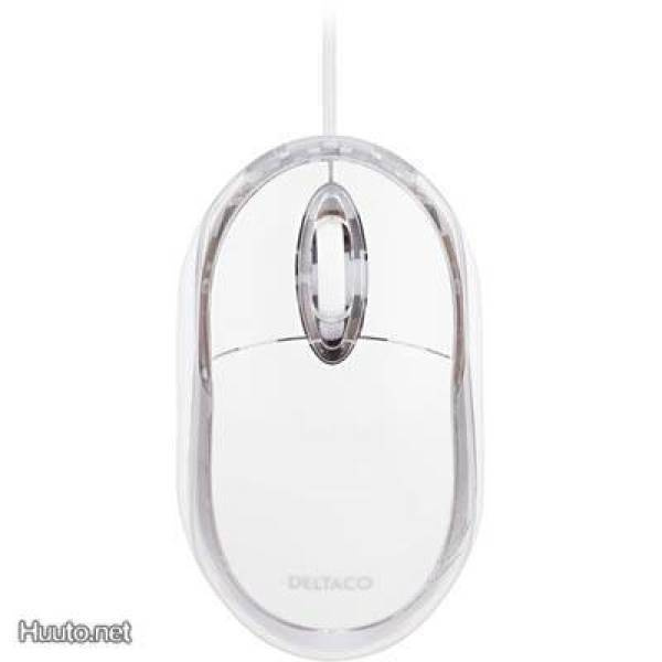 Deltaco MS486 optinen minihiiri, 1.5m, USB, valkoinen *UUSI*