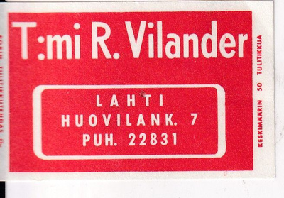 Lahti. T:mi R. Vilander , s97