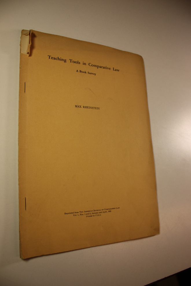 Max Rheinstein : Teaching tools in comparative law : a bo...